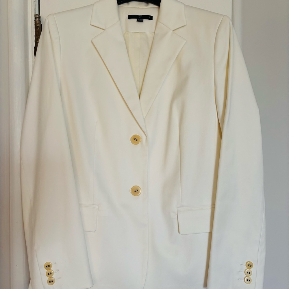 Teenflo Cream Blazer Classic Tailored Suit Jacket
